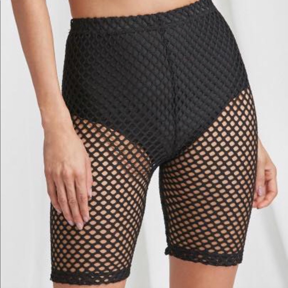 Fishnet biker shorts